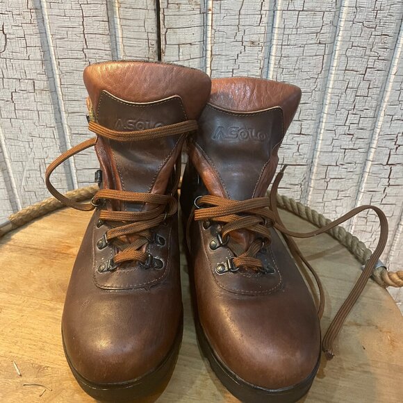 Vintage ASOLO Leather Hiking Mountaineering Brown GoreTex Boots 12 - Picture 1 of 8